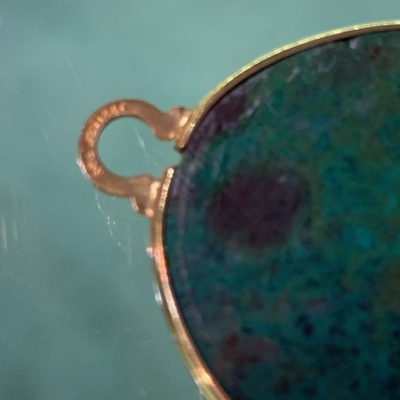 Large Chrysocolla Oval Cabochon in a Gold Filled Frame - Picture 3 of 3